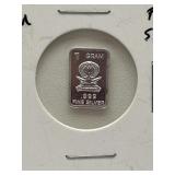 1 Gram .999 Fine Silver Bar