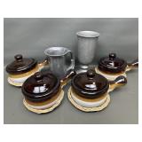 Stoneware Soup Crocks Set + Pewter Goblet&more