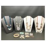 Vtg Pastel Mother Of Pearl, Shell & Wood Jewelry