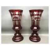Vtg Egermann Bohemian Ruby Glasses Set Of 2