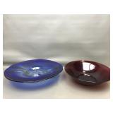 Artistic Blue Glass Centerpiece Bowl & More!