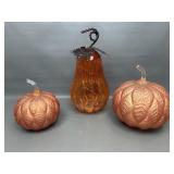 Decorative Glass Light Up Pumpkin Figurines