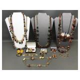 Graziano Beaded Becklace, Copper Statement Set &