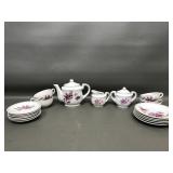 Vtg Japanese Miniature China Tea Set In Moss Rose