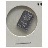 1 Gram .999 Fine Silver Bar
