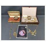 Vtg Mele Earrings Jewelry Box & Costume Jewelry