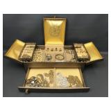 Vintage Buxton Jewelry Box With Costume Jewelry