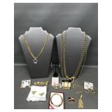 Vtg Panda Charm Bracelet And More Costume Jewelry