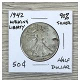 1942 Walking Liberty 90% Silver Coin