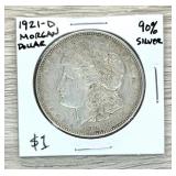 1921-D Morgan Dollar 90% Silver Coin