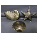 Vintage Mcm Seashell Brass Wall Decor