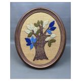 Framed Yarn Art Stylized Tree On Burlap Bckgrnd