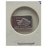 1 Gram .999 Fine Silver Bar