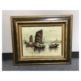 Vintage Traditional Chinese Fishing Boats By