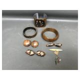 Copper & Wood Post Modernist Costume Jewelry
