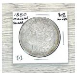 1880 Morgan Dollar 90% Silver Coin
