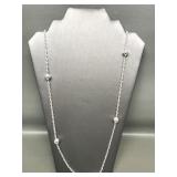 Sterling Silver Beaded Chain Fashion Necklace
