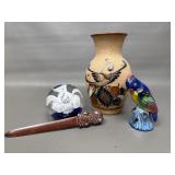 Cermaic Parrot Vase & Figurine + More