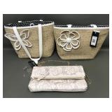 Bueno Collection Twin Matching Raffia Purses &