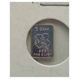 1 Gram .999 Fine Silver Bar