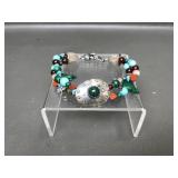 Silver Southwest Turquoise Beaded Bracelet
