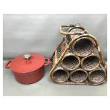 Wicker Wine Rack Portable & Food Network Enameled