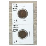 Lot of (2) Indian Head Pennies