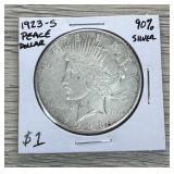 1923-S Peace Dollar 90% Silver Coin