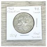 1963 Franklin Half Dollar 90% Silver Coin