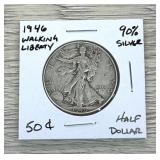 1946 Walking Liberty Half Dollar 90% Silver Coin