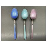 Vtg Scandinavian Guilloche Enamel Coffee Spoons