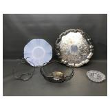 Vtg Silver-plated Crafton Serving Tray + Wire