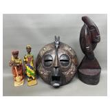 Carved African Mask, Statue & Figurines
