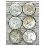 Lot of (6) 40% Silver Kennedy Half Dollars