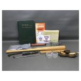 Detroit Tigers Souvenir Bat, Glass Inkwells &