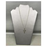 Sterling Silver Cross On Figaro Link Chain