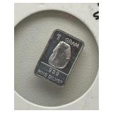 1 Gram .999 Fine Silver Bar
