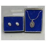Vtg Disney Mickey Mouse Pendant Necklace & Earring