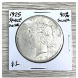 1925 Peace Dollar 90% Silver Coin