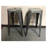 2 Metal Gunmetal Industrial Style 29in Bar Stools