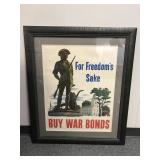 For Freedom's Sake Buy War Bonds 1940's Poster