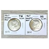 Lot of (2) 40% Silver Kennedy Half Dollars