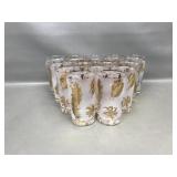 Mcm Vintage Libbey Gold Leaf Drinking Glasses