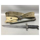 Vintage 1942 Military Bayonette On Belt