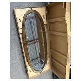 Vtg Wooden Oval Stand Up Mirror