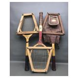 Wilson, Spaulding & Vtg Wooden Tennis Rackets