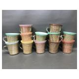 Mid-century Raffia Ware Thermal Coffee Mugs