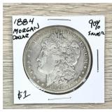 1884 Morgan Dollar 90% Silver Coin