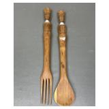 Hand-carved African Tribal Wooden Salad Utensils