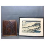 Japanese Woodblock Print & Native American Wooden